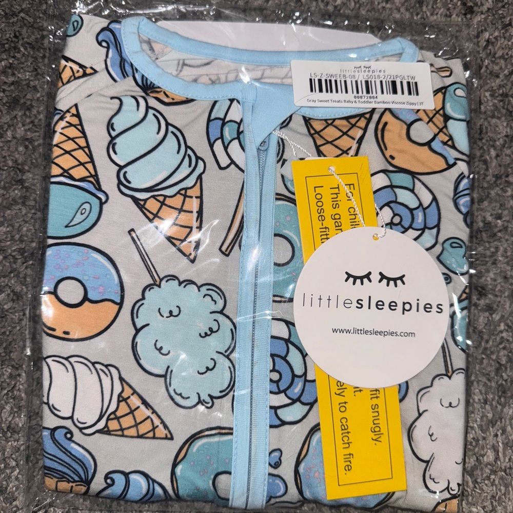 Little Sleepies Sweet Treats Bamboo Zippy Pajama Footie 3T NEW